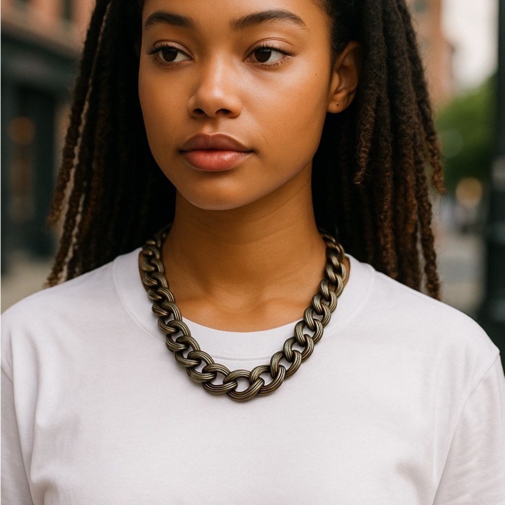 Amano Studio Vintage Findings Chunky Antiqued Brass Link Chain Necklace NWT